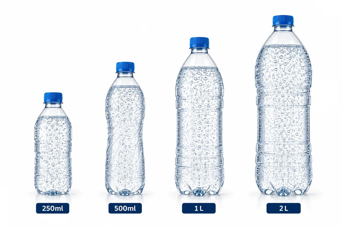 Formatos de empaque compatibles con Embotelladora automática monobloc para agua con gas | Ficha técnica COMAQ