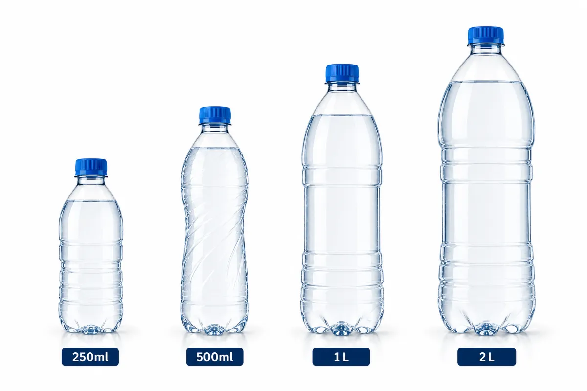 Formatos de empaque compatibles con Embotelladora automática monobloc para agua sin gas | Ficha técnica COMAQ