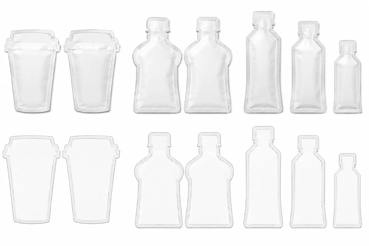 Formatos de empaque compatibles con Máquina sachet automática para viscosos con formas personalizadas | Ficha técnica COMAQ